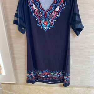 NWT- brand new black and multicolor dress or beach cover up- size M